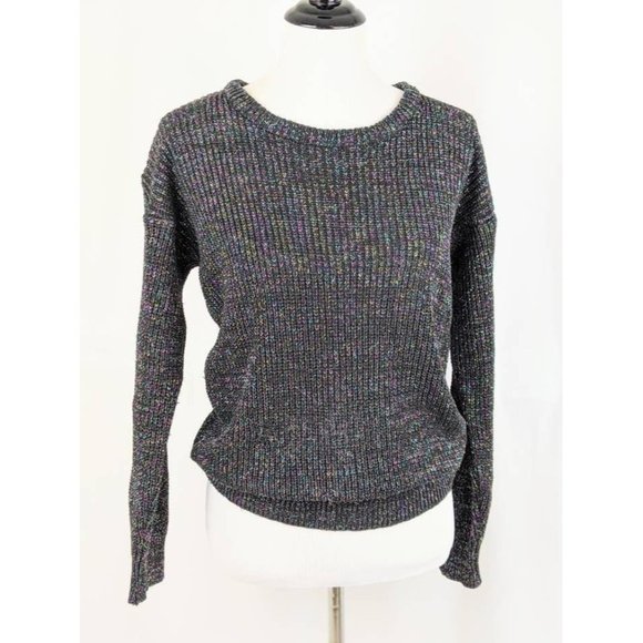 Vintage 1980s Flashy Metallic Black Pullover Sweater Shiny 80s Pop Queen Fashion - Picture 3 of 8